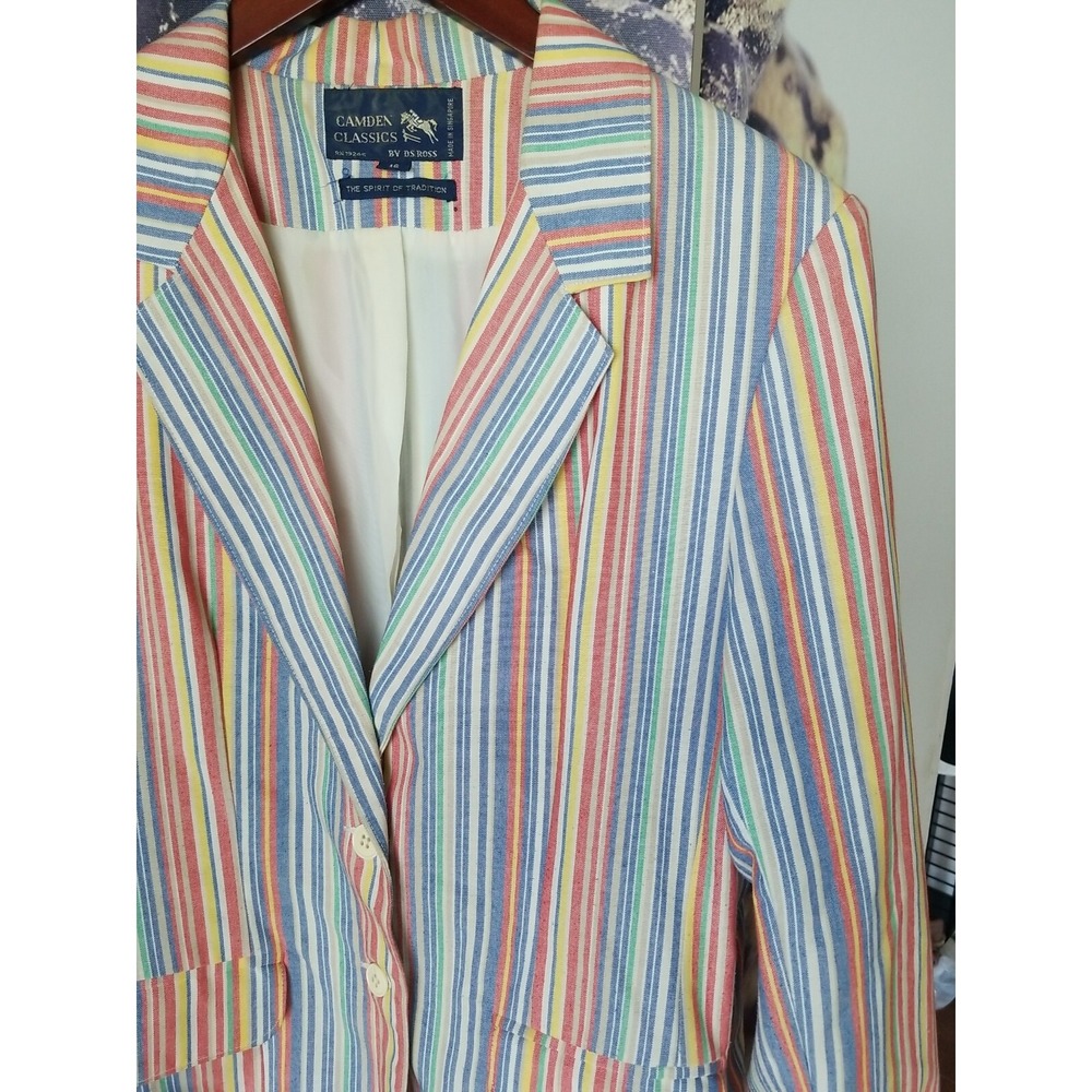 CAMDEN CLASSICS BY D.S. ROSS Women's Nautical Striped‎ 2 Button Preppy Blazer 16